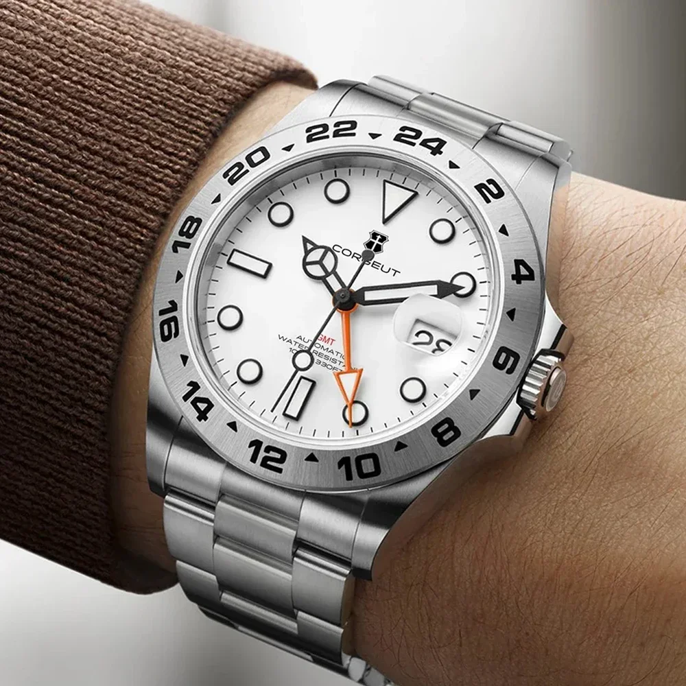 Наручные мужские часы NH34 GMT Luxur автоматические механические водонепроницаемые из
