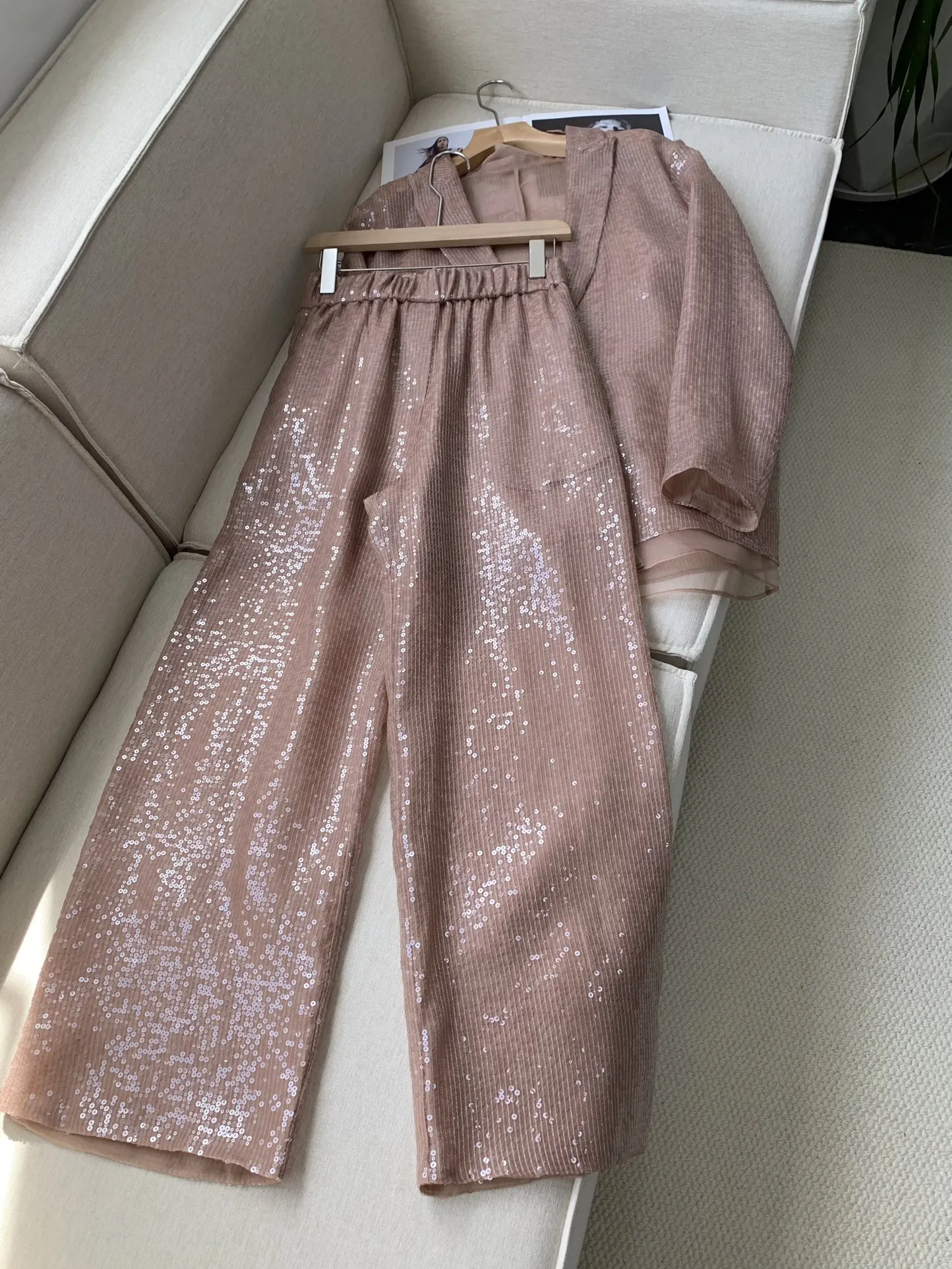 Женский костюм высококачественные модные загородные тяжелые шелковые брюки с