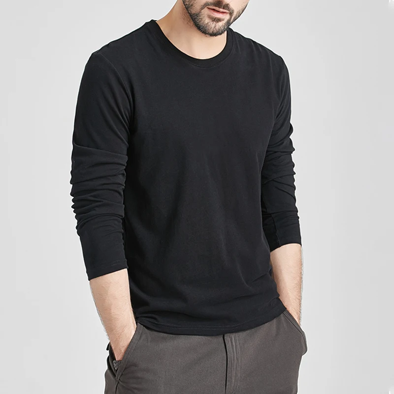 

Autumn T-Shirts Men Cotton Long Tees Women Solid Plain Male Female Basic Thermal Tshirts Slim Fit Tee Shirt Casual Short Tops