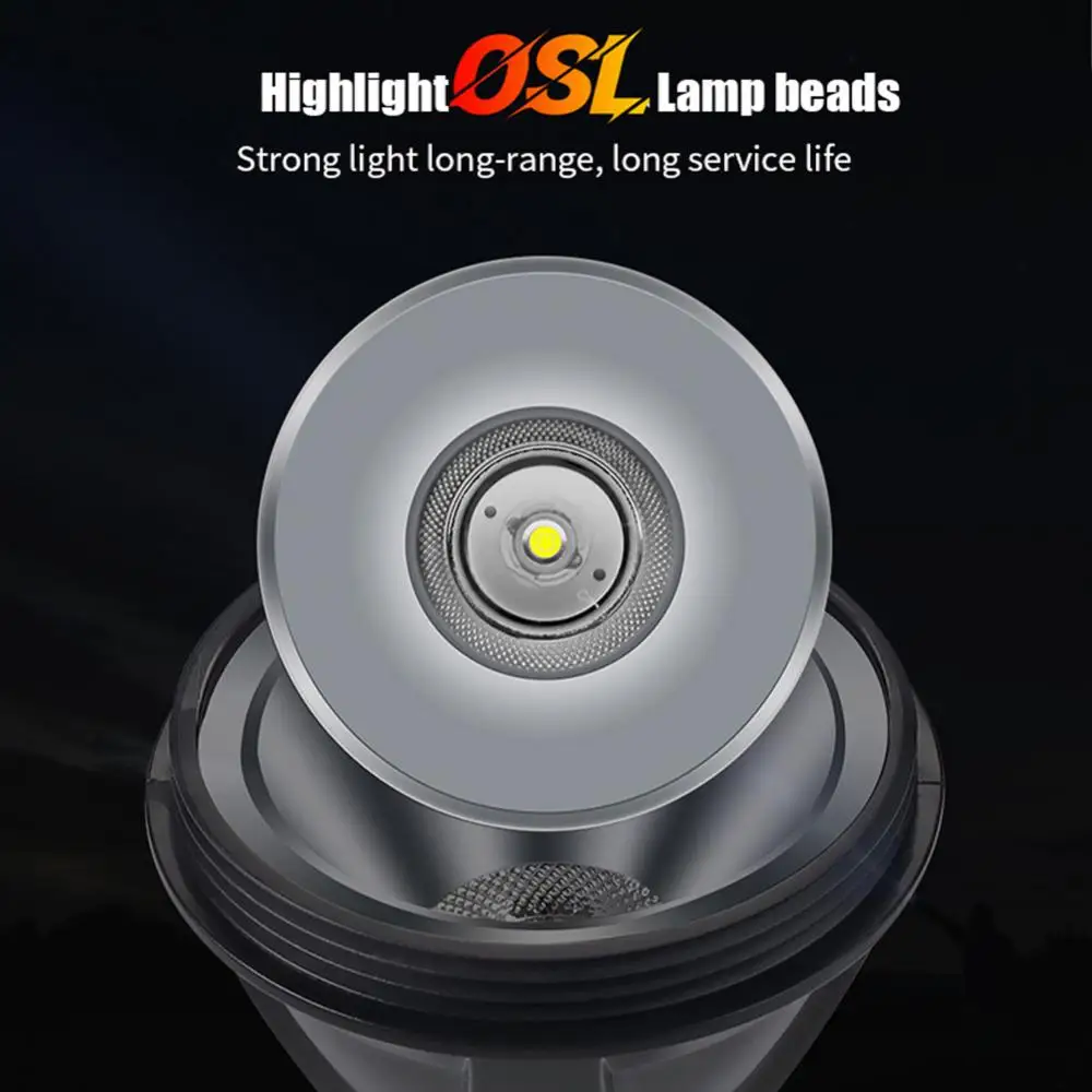 

New2023 Flashlight Double-light-source Bright Outdoor Lighting Lamp Portable Glare Searchlight High Endurance Camping Lantern