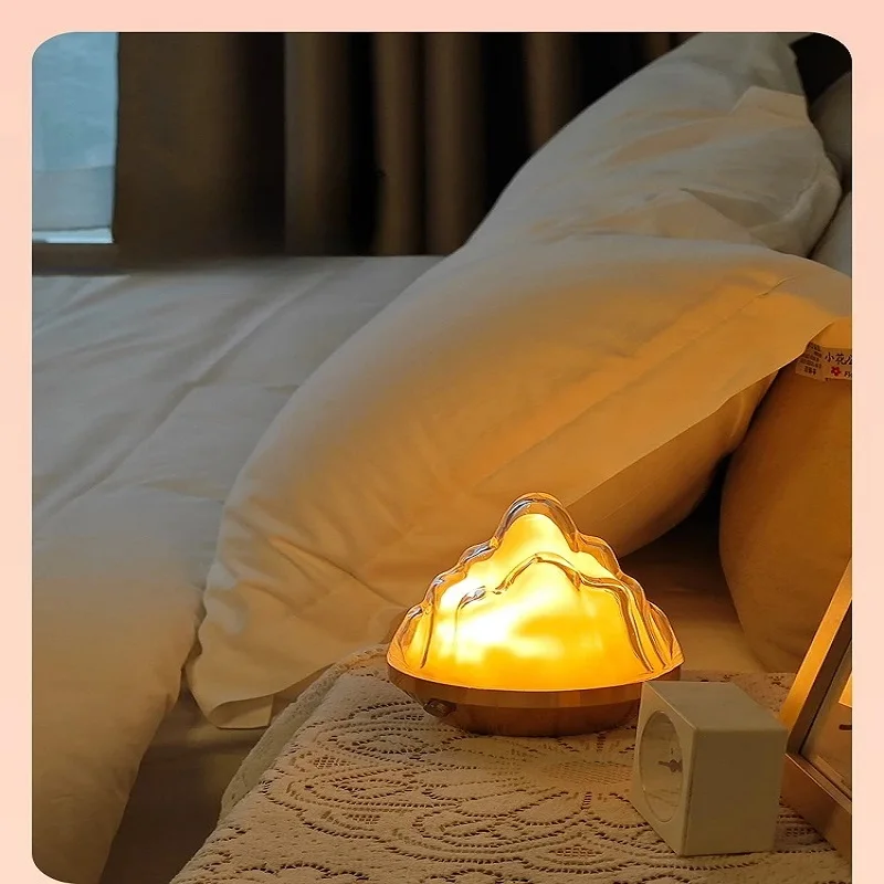 

New RGB Flame Mountain USB Night Light Remote Control Touch Water Ripple LED Light Decorative Home Bedroom Nightstand Gift