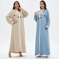muslim spring and autumn casual dress long waist cardigan spun rayon solid color middle eastern robe muslim religious dress