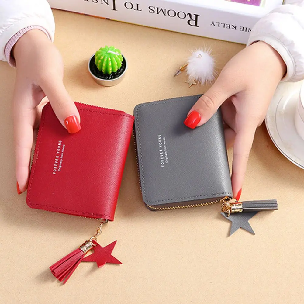 Фото Модный простой женский кошелек для кредитных карт в Корейском стиле короткий на