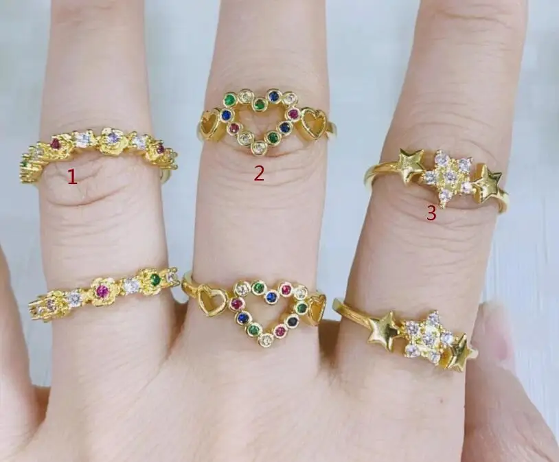 

1 шт. новый стиль золотистого цвета Звезда Сердце Открытые Кольца свадебное кольцо с кристаллом циркония для женщин минималистичные геомет...