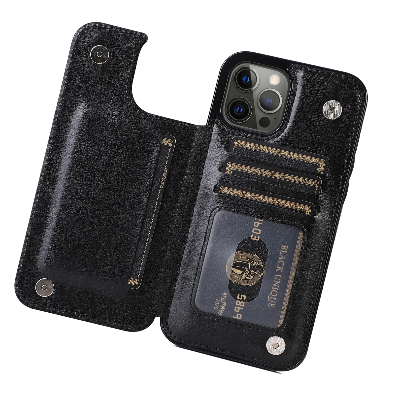 

For iPhone 13 Case Wallet With Card Holder PU Leather Magnetic Clasp Kickstand Cover For iPhone14 Pro Max 12 11 XR XS X 8 7 Plus