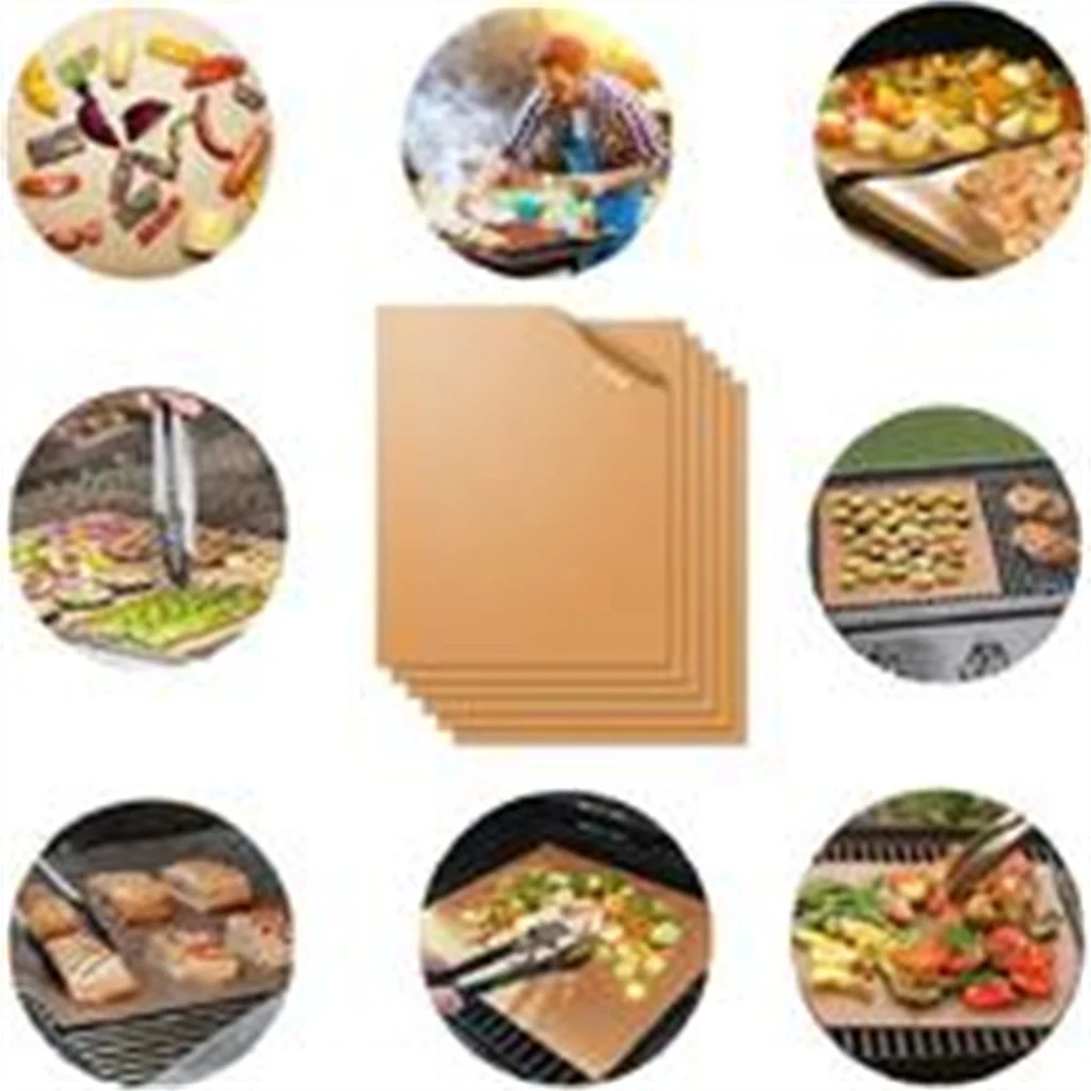 

2022 Glass Fiber Non -stick -resistant High -temperature BBQ Barbecue Outdoor Gold Color Easy Clean Barbecue Pad Kitchen Tool