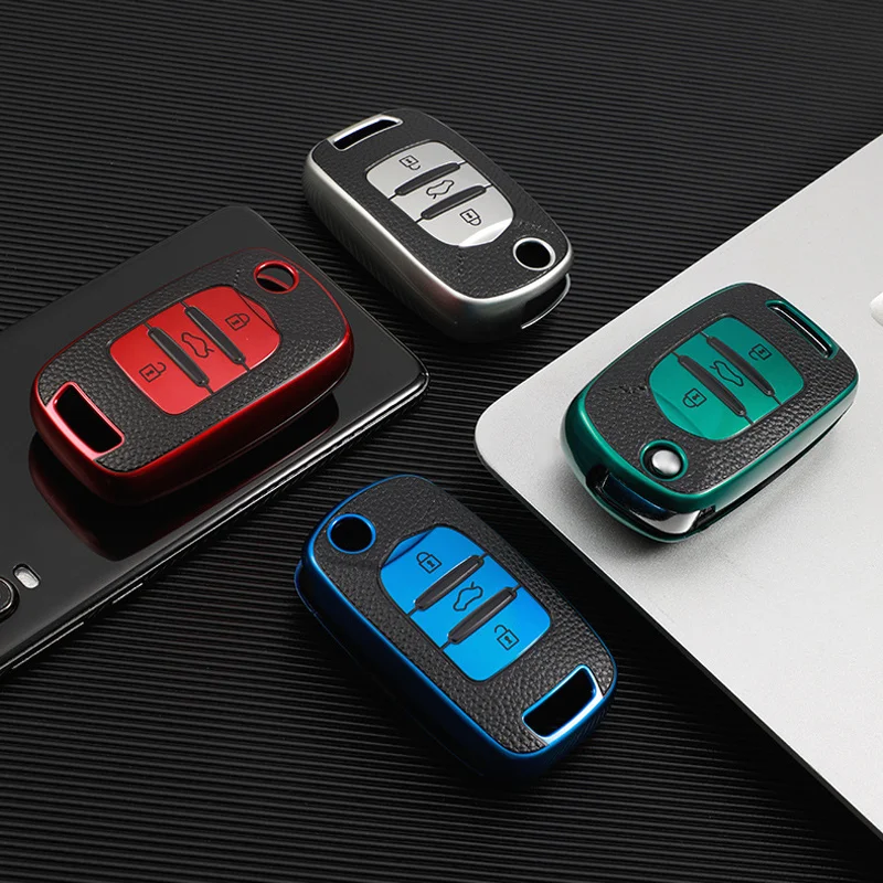 

TPU+Leather Car Key Cover Protect Case Bag For Baojun 560 RS-5 530 630 310 E100 310W 510 730 360 610 Protector Accessories
