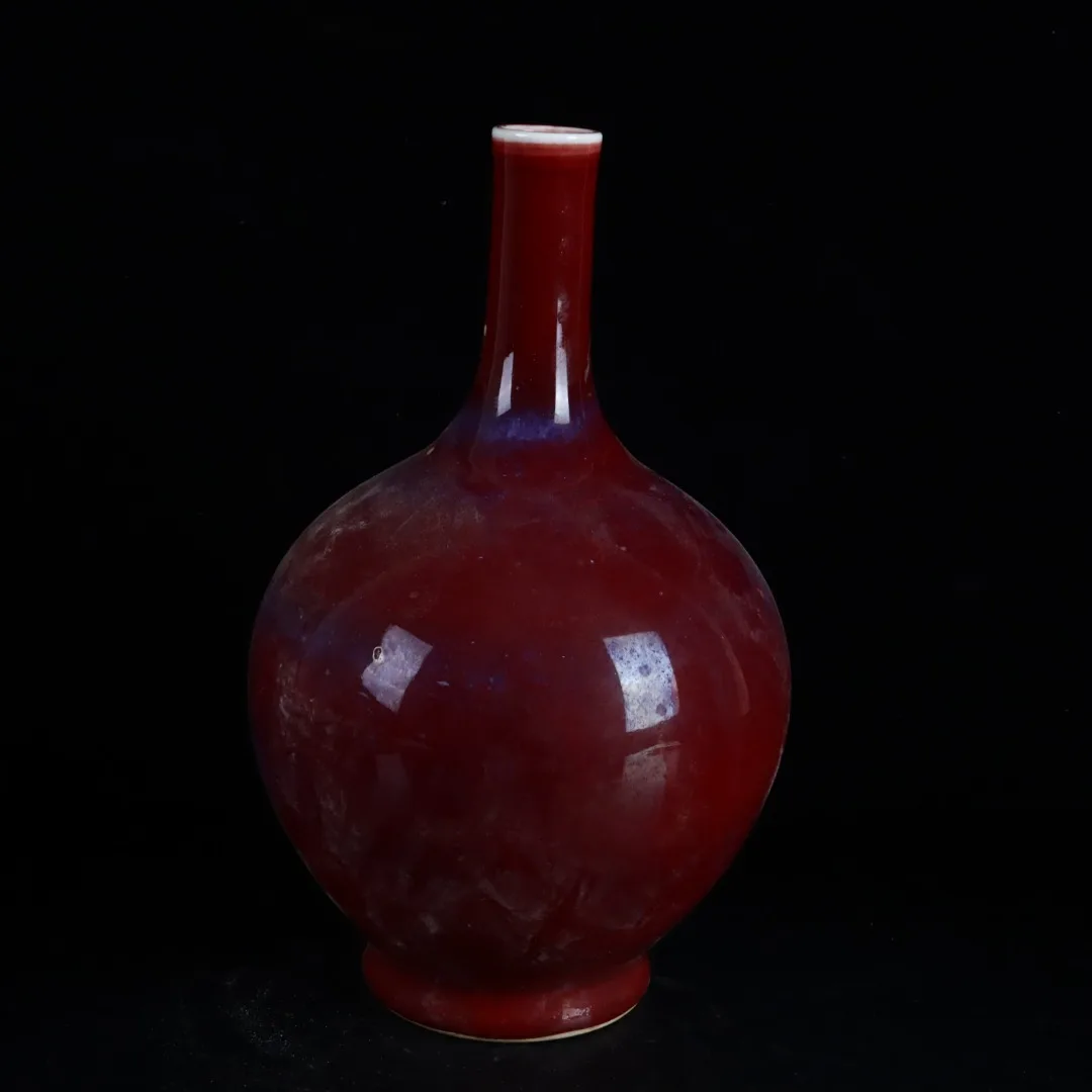 

9"Chinese Folk Collection Old Porcelain color glaze red plum bottle vase bottle appreciation ornament Town house Exorcism