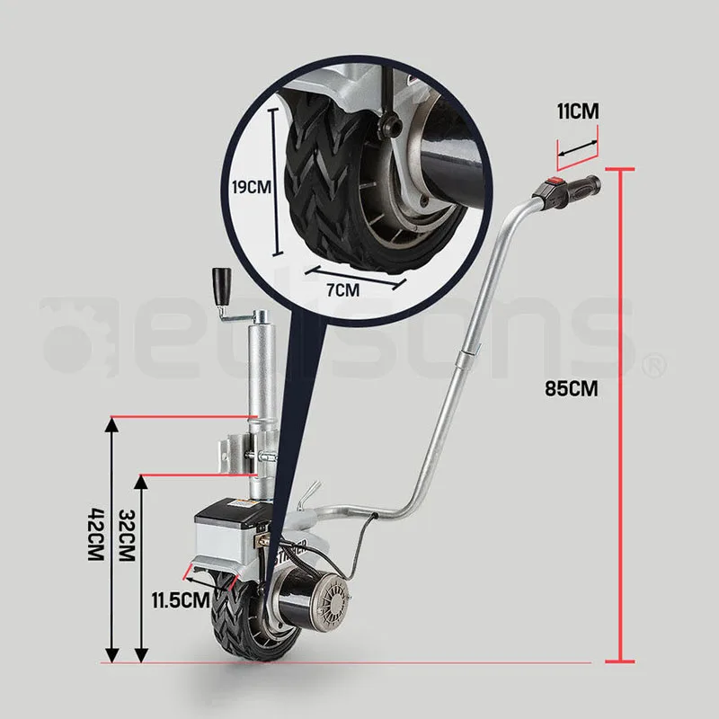 12 В 350 Вт Электрический прицеп Jockey колесо 2270 кг нагрузка на транспортное средство