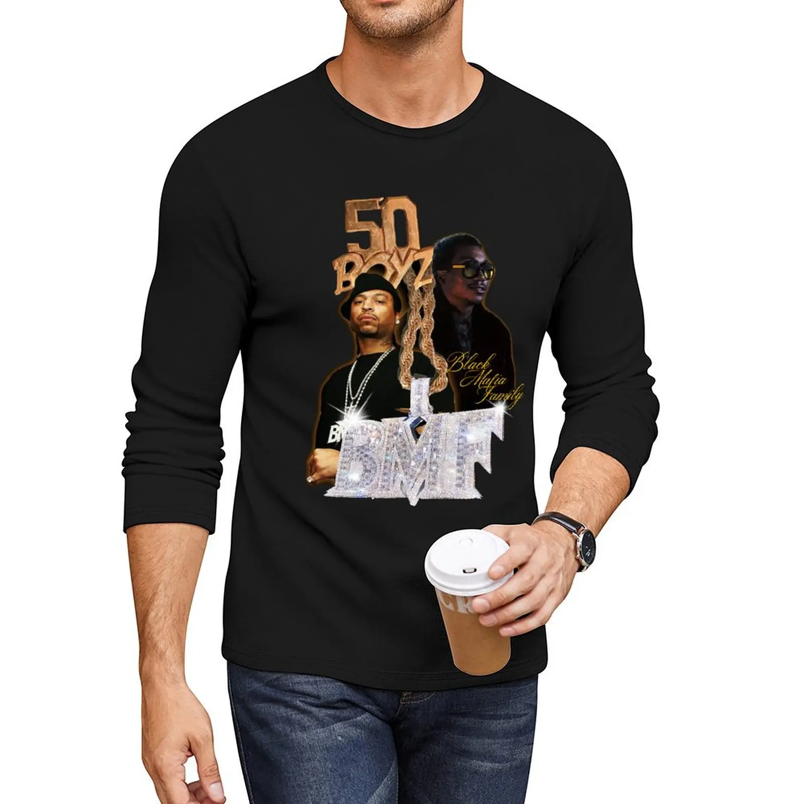 Длинная футболка BMF GRAPHIC TEE винтажная толстовка быстросохнущая футболки по