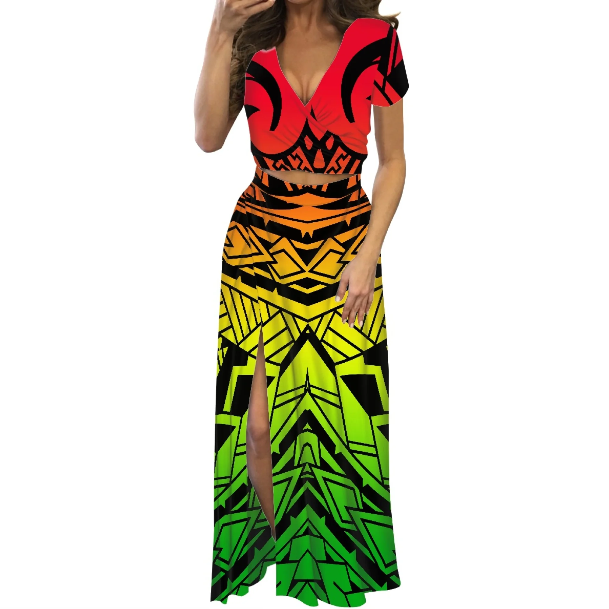 Женское длинное платье с коротким рукавом элегантное принтом в виде