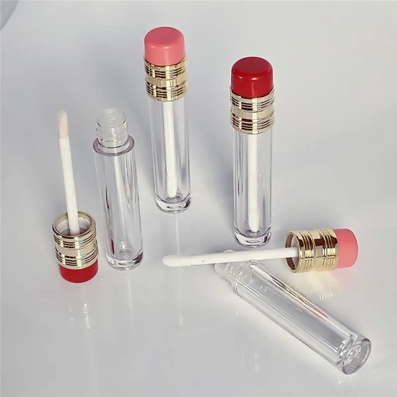 

3ml Empty Clear Pen Shape Lip Gloss Tube with Red Pink Cap 36pcs