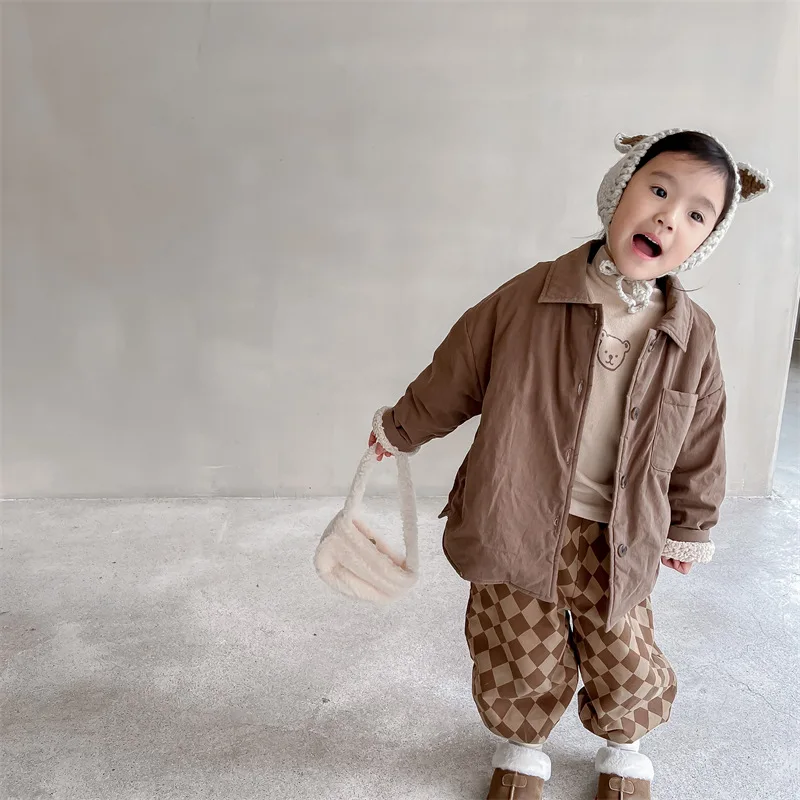 2024 осенне-зимняя детская зимняя корейская бархатная утепленная одежда с