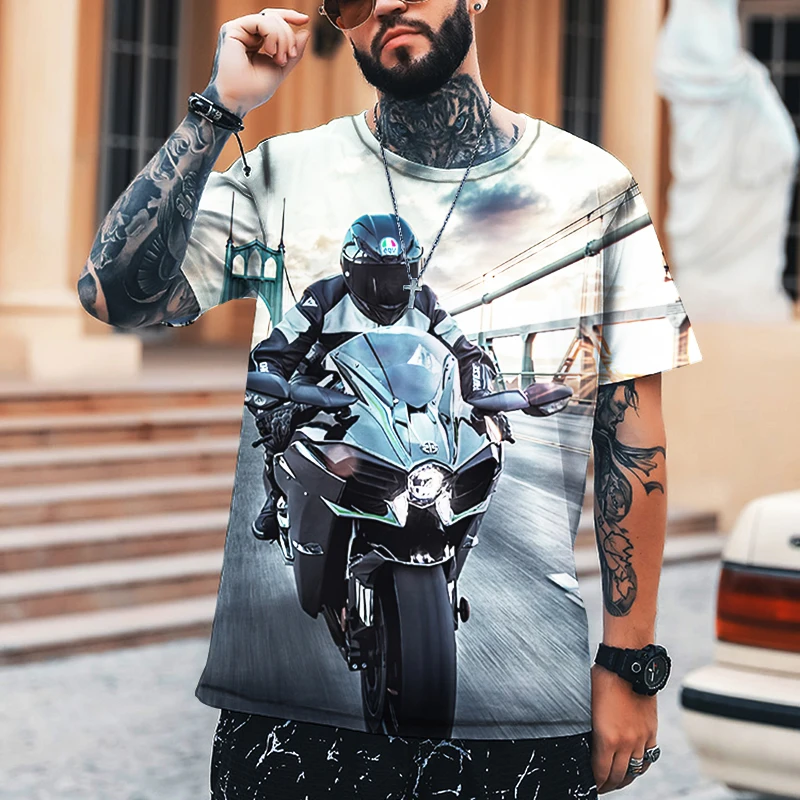 

2022 Men's Shirt, Racer, Motorcycle, Passion, Speed, 3D Printing Printing, O-neck T-shirt, Brand Clothing, Oversize S-5XL