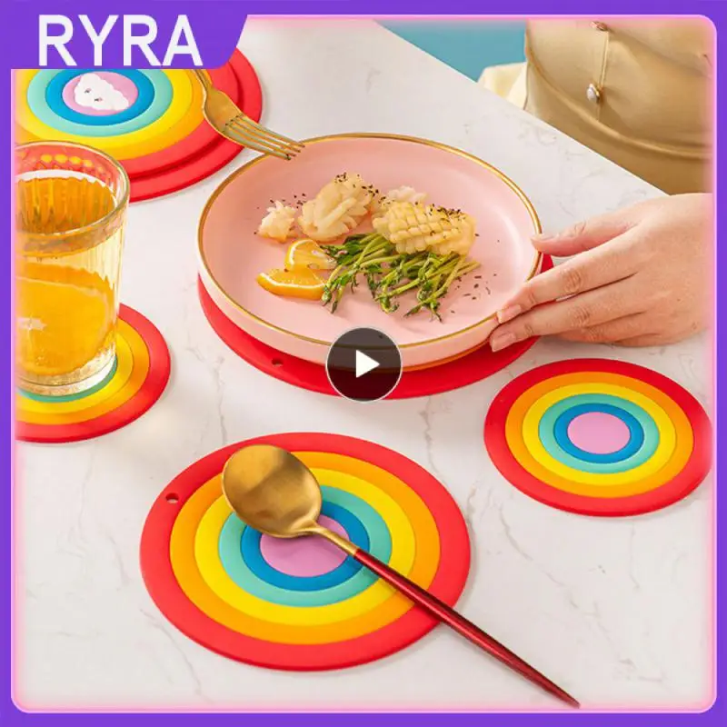 

Bowl Mats Non-slip Soft Cup Cushion Suspension Design Safety Multifunctional Tableware Mat Pvc Heat-insulating Plate Placemats