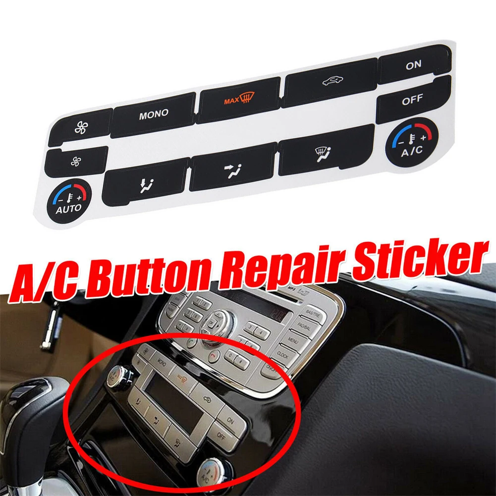 

Car Stickers Accessories A/C Climate Control Button Repair Decals Stickers Black For Ford S-Max Interior Stickers Black Trim