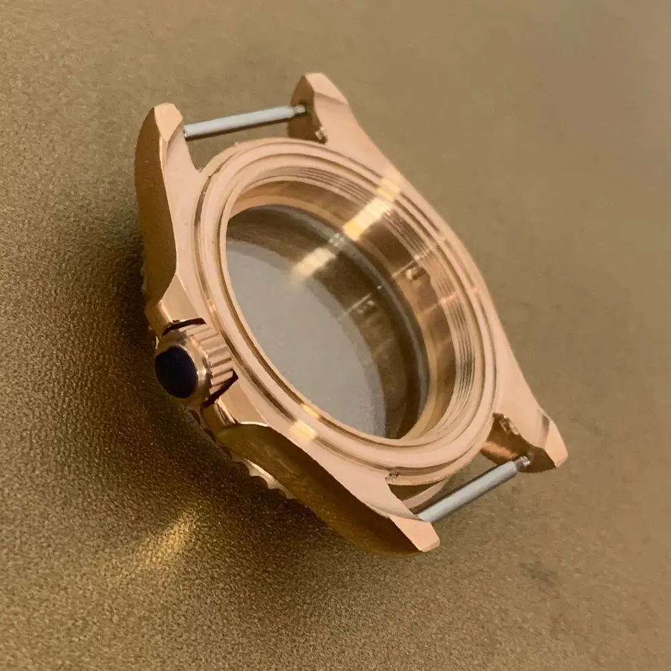 40mm Watch Case Two-way Rotation PVD Rose Gold Sapphire Mirror Fit Miyota 8215 8205 Mingzhu2813 2836 GMT3804 Movement Men Watch