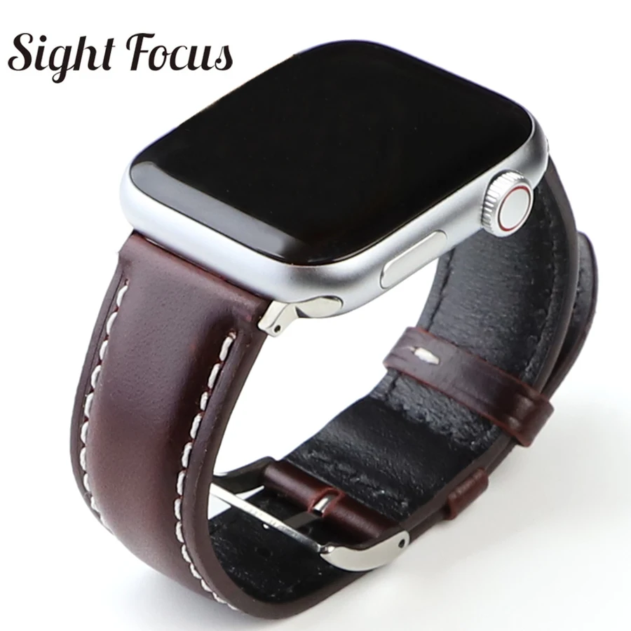 

Calfskin Leather Watch Strap for Apple Watch Band 8 ultra 49mm 45mm 41mm Bracelet Watch 44mm 40m 42mm 38mm iWatch 7 6 se 5