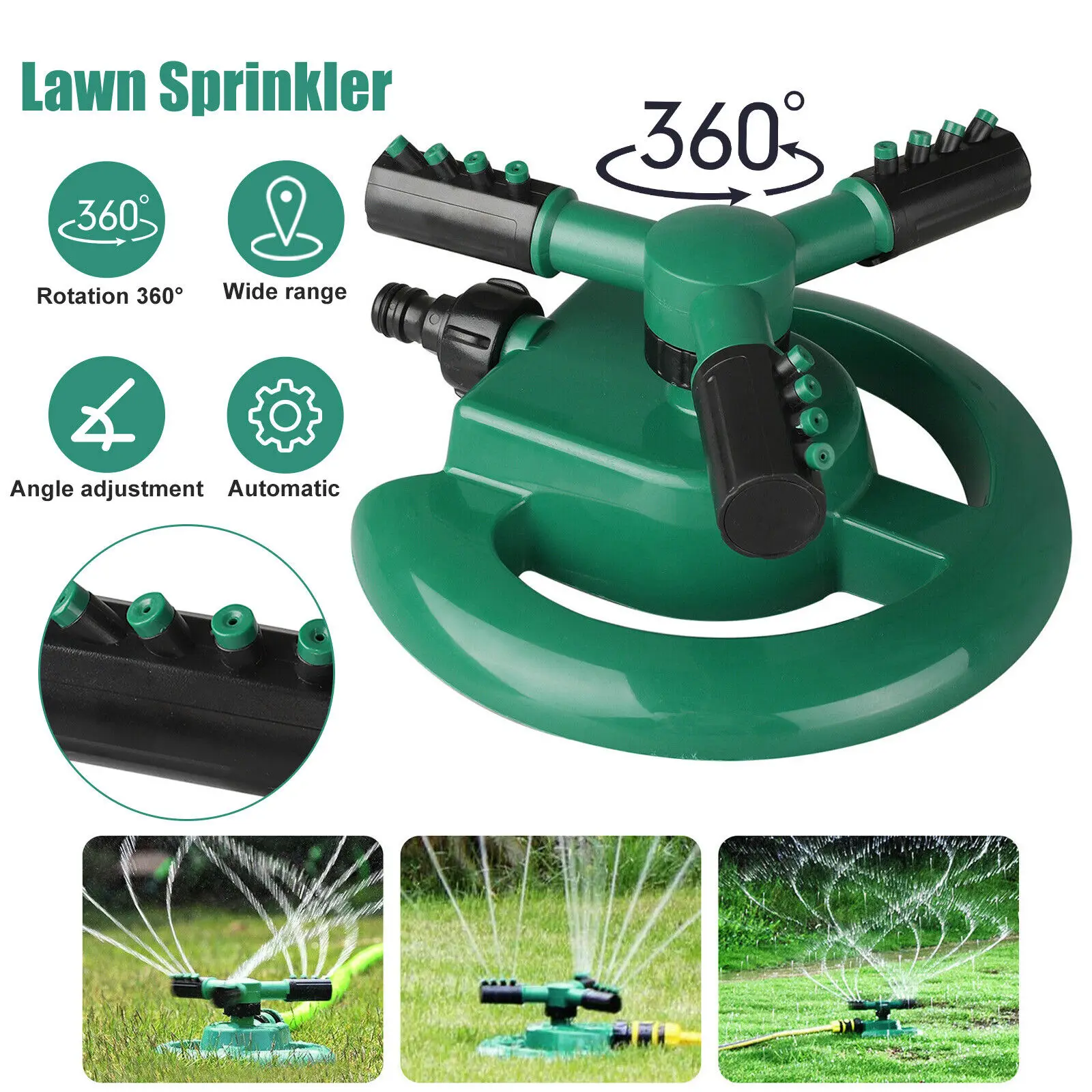 

360 Degree Automatic Rotating Garden Lawn Water Sprinklers System Quick Coupling Lawn Rotating Nozzle Garden Irrigation Supplies