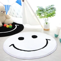 thick round smiley carpets living room plush solid childrens play mat tpr non slip area rugs shaggy modern soft floor carpet
