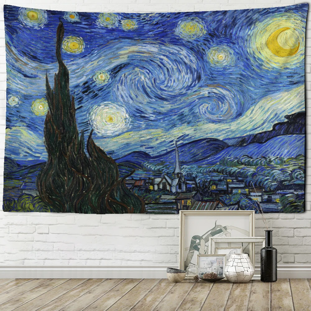 Гобелен с принтом Ван Гога знаменитый гобелен изображением звездного неба