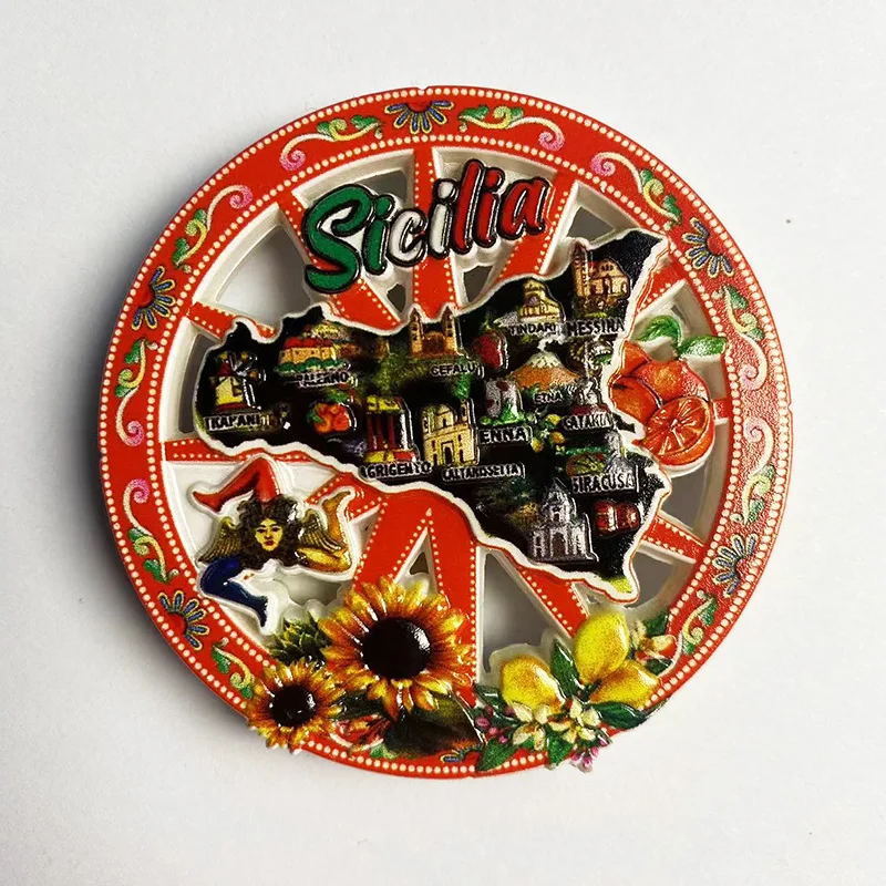 Карта дисков Сицилия 3D стерео наклейка на холодильник сувениры для путешествий