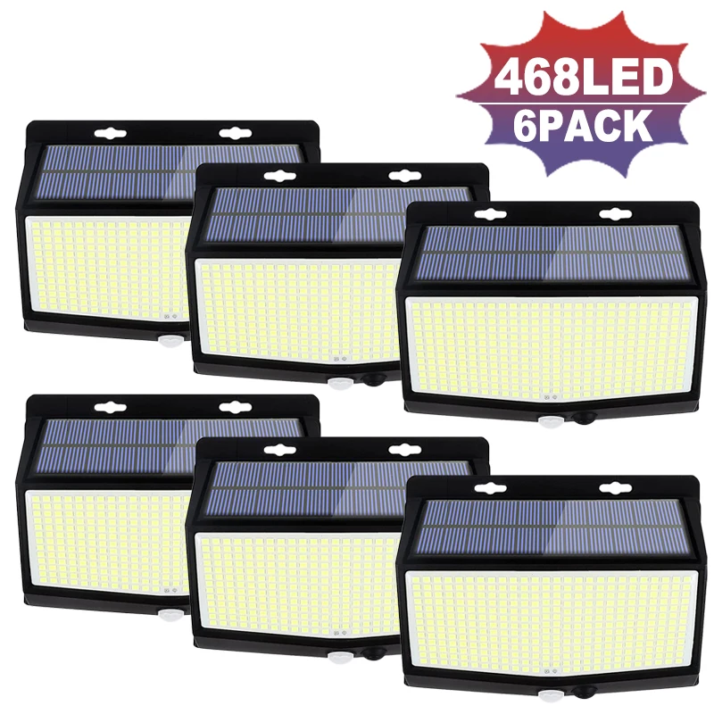 

Уличсветодиодный солнечные фонари для сада, водонепроницаемые, на солнечной батарее, 100/228/468, светодиодные настенные лампы для внутреннего ...