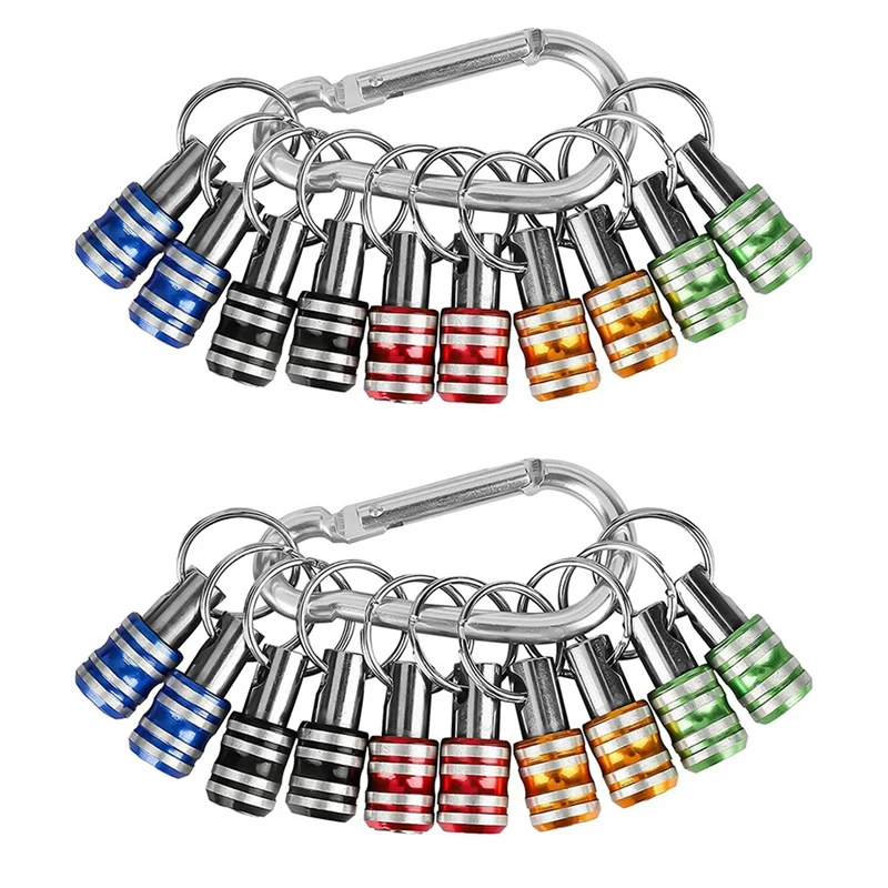 

20PCS 1/4 Inch Hex Shank Screwdriver Bits Holder Extension Bar Keychain Screw Adapter Drill Drill Bits Holder (5 Colors)