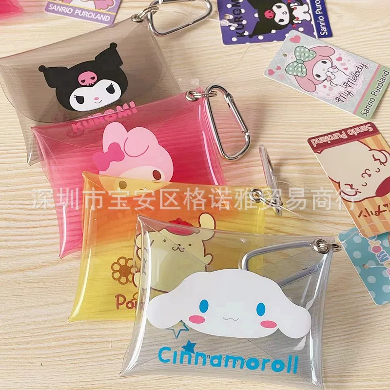 

Kawaii Sanrio Anime Cinnamoroll MY Melody Kuromi Cartoon Coin Bag Wallet Pouch Daily Storage Bag Key Bag Pendant Pvc Card Bag