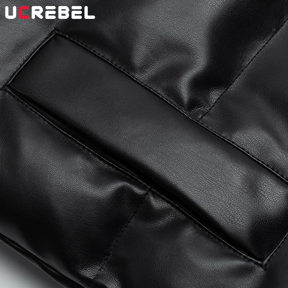 Мужская стеганая куртка из искусственной кожи с длинным рукавом и толстым