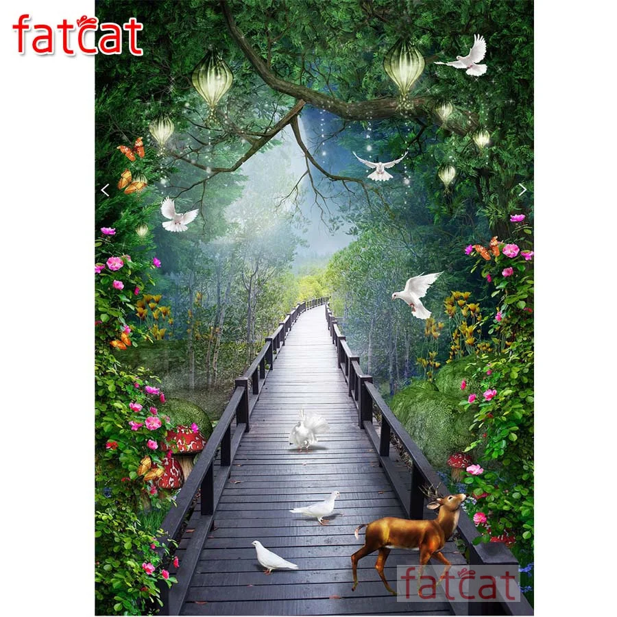 

FATCAT white pigeon road deer mosaic painting 5d diy full square round drill diamond embroidery birds handcraft arts AE3473