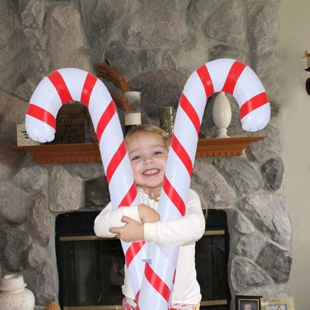 90cm Inflatable Christmas Cane Stick Balloons Outdoor Candy Canes Xmas Kerst Decoration 2023 Navidad Grinch For Home Decorations