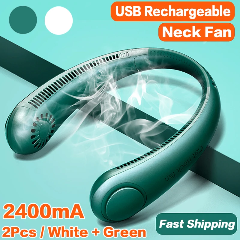 

Hanging Neck Fan Portable Leafless Neck Fan Mini Cooling Neckband Fan 2400mA Rechargeable Mute Sports Fans for Outdoor Travel 5