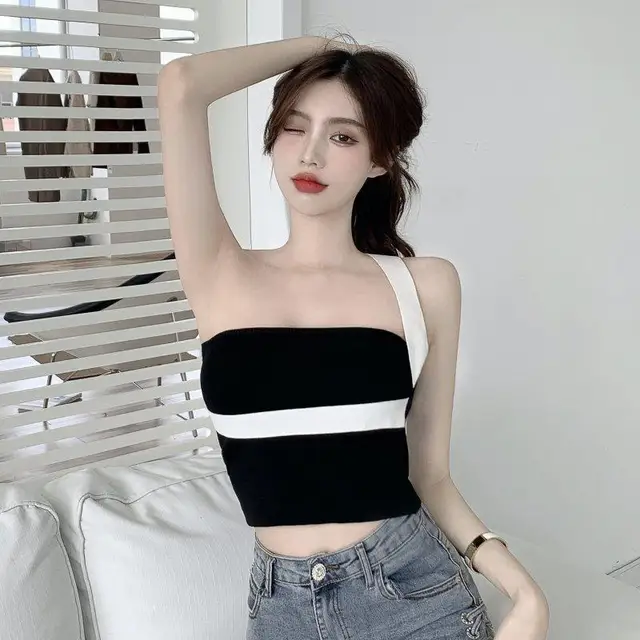 Crop Top Female Clothing Casual T Shirt Sexy Y2K Tee Women Cropped Corset Clothes tops T Shirt Off Shoulder Cami Crop Top 5