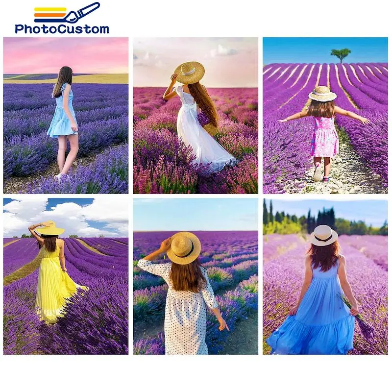 

PhotoCustom Pictures By Number Lavender Kits Home Decor Painting By Number Flower Drawing On Canvas HandPainted Art Gift