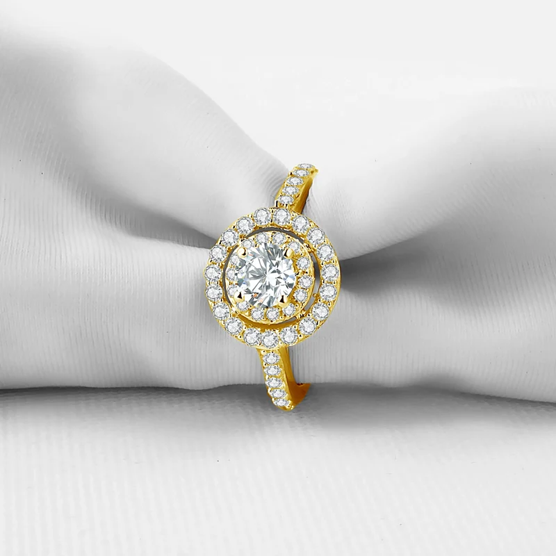 

Обручальное кольцо IOGOU с муассанитом, обручальное кольцо с ореолом 0.5ct, с основным бриллиантом D-цвета, VVS1 10K, однотонное желтое золото, свадебные кольца, женское роскошное Ювелирное Украшение