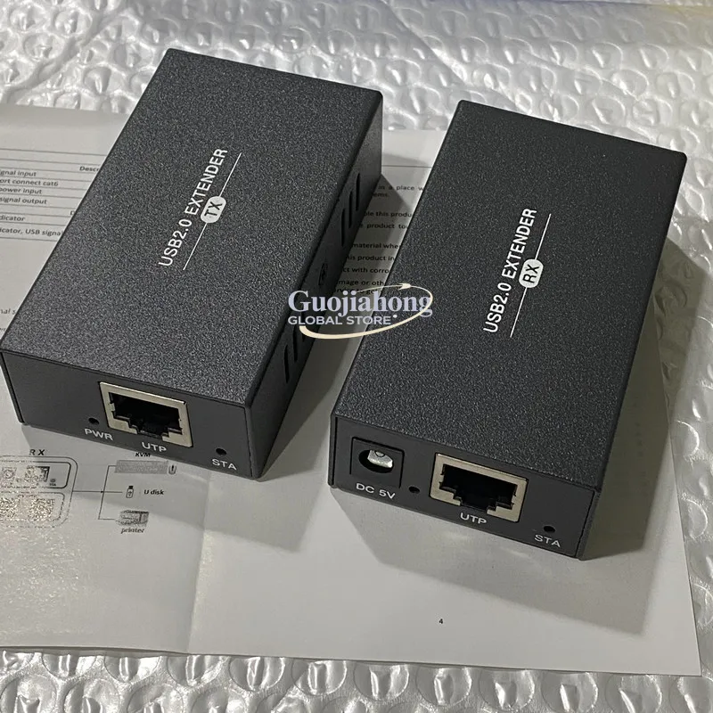 Фото USB 2.0 удлинитель для передачи данных по сетевому кабелю на расстояние 50 метров, 4 порта RJ45, поддержка USB-накопителей/принтеров/мышей №1