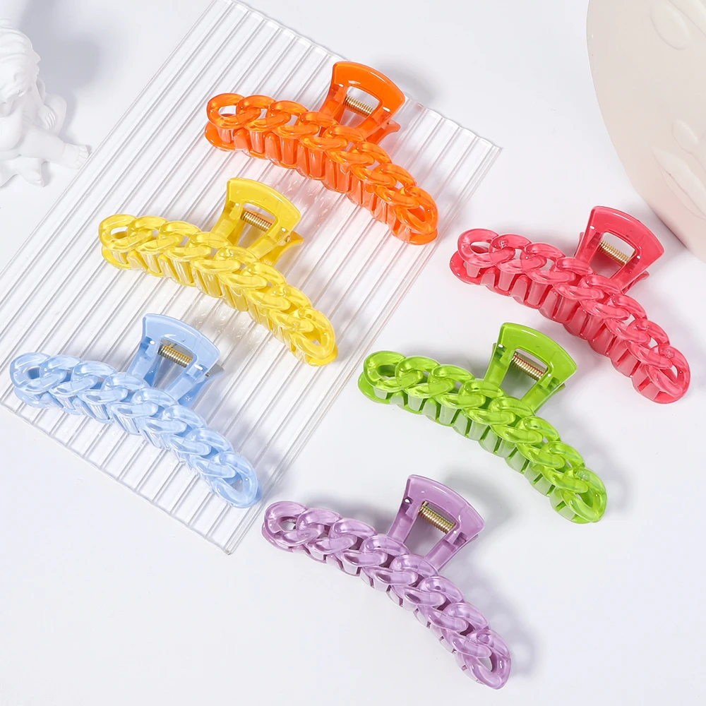 

2022 New Claw Clip For Women Jelly Acrylic Chain Hair Claw Large Hair Clamps Claw Clips Barrette Girls Headwear Hair Accessories
