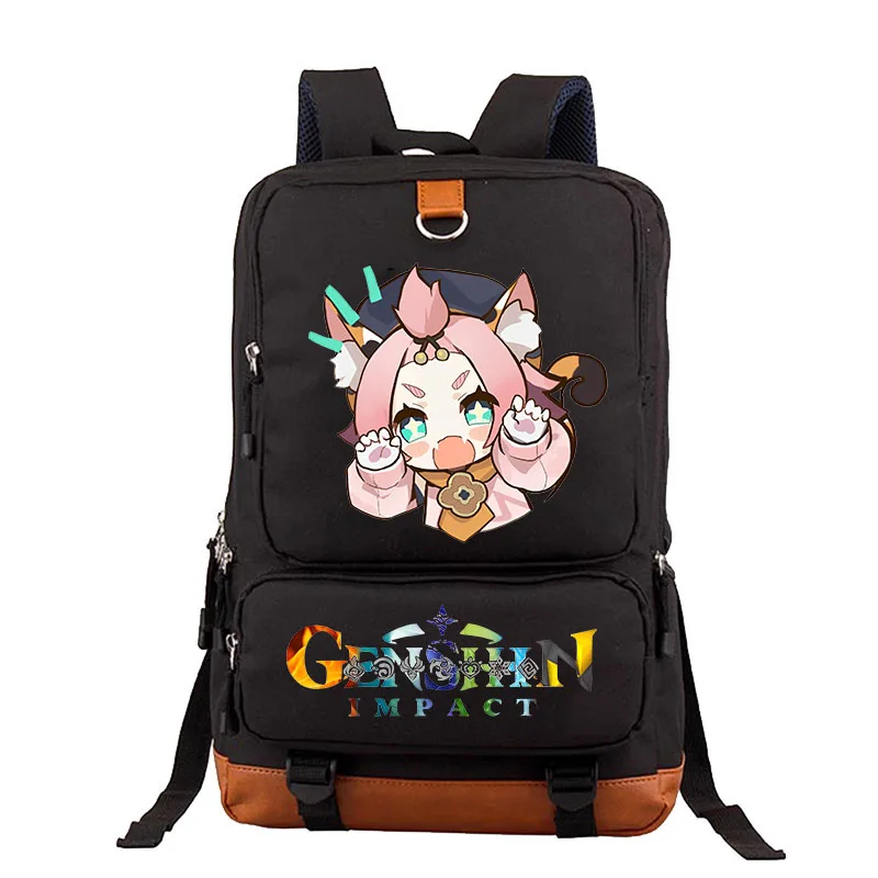 

Genshin Impact Teen Student School Bag Kids Backpack Black Casual Bag Cartoon Print Backpack Boys Girls Bag Outdoor Travel Bag