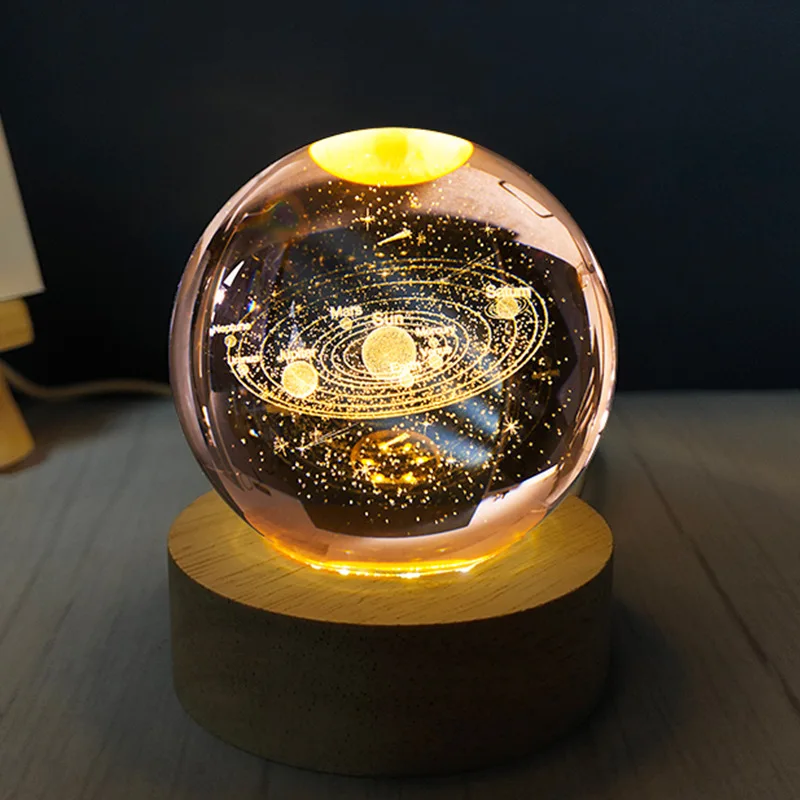 

Хрустальный шар, Ночной светильник, креативный подарок на день рождения 520, USB-зарядка, резной цвет, предметы интерьера, украшение для дома