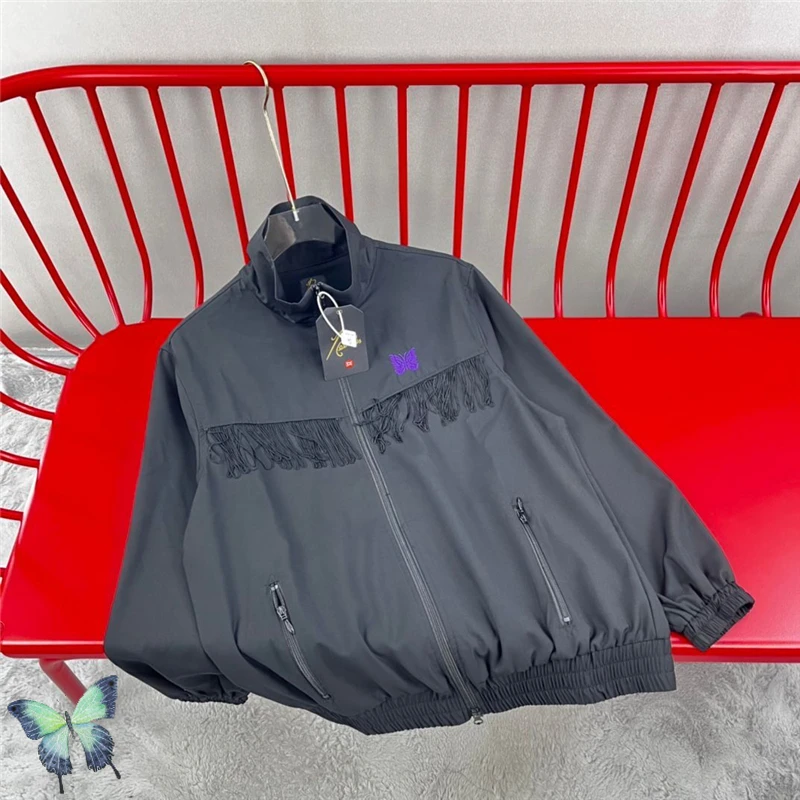 

Tassel AWGE NEEDLES Jacket Men Women Butterfly Embroidery Zip Jackets Coat
