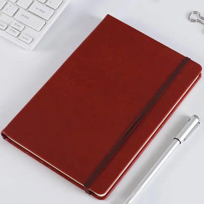 

A5 Leather Elastic Band Business Office Notebook Look Detiled Diary Thicker Paper Office Accessories Stationery School Supplies