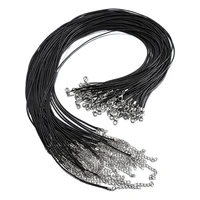 100pcs 18inch 1 5mm black wax cord necklace rope bracelet faux leather cord buckles bulk for jewelry making supplies