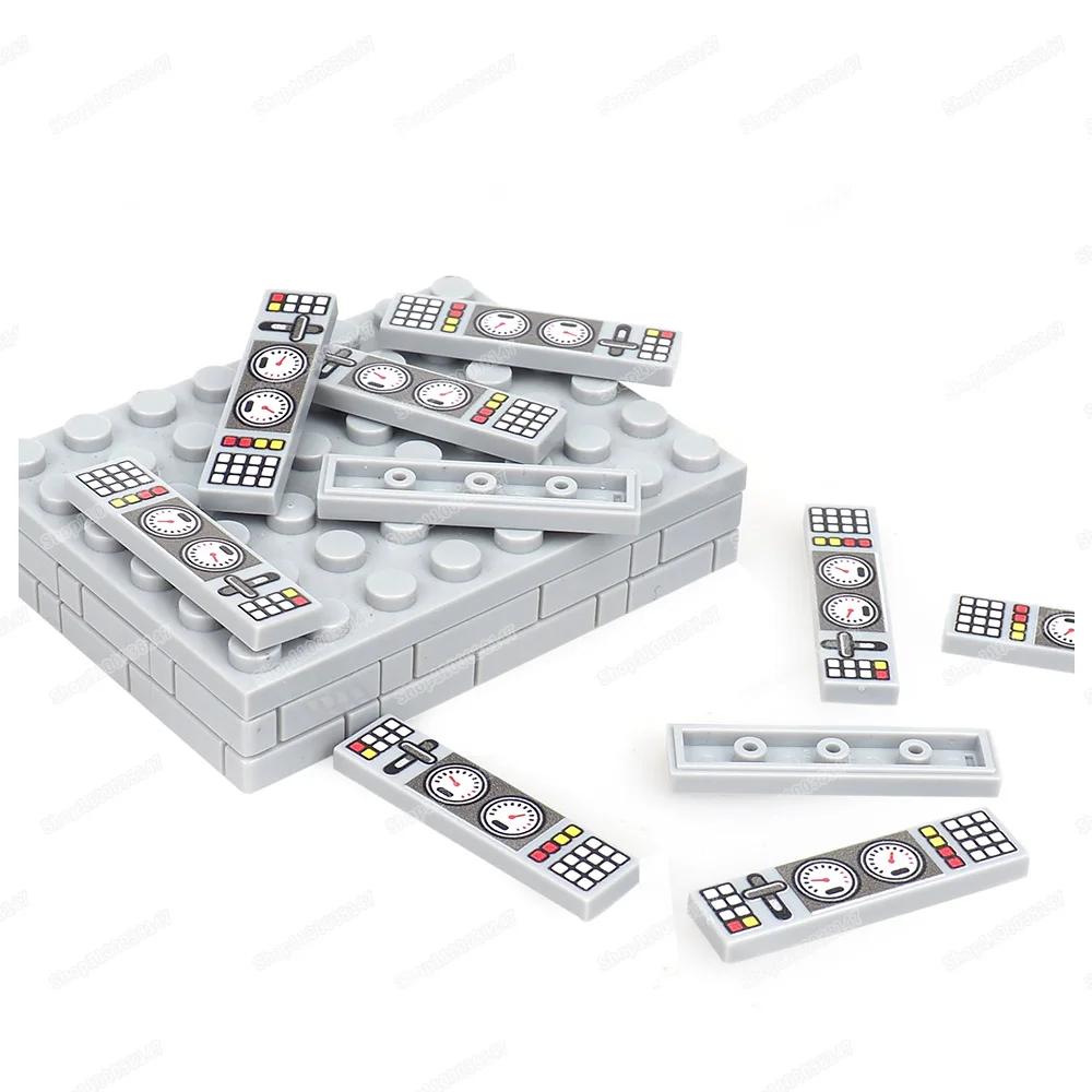 Рычаг Красный желтый узор кнопки 2431 печатные строительные блоки плитки Moc