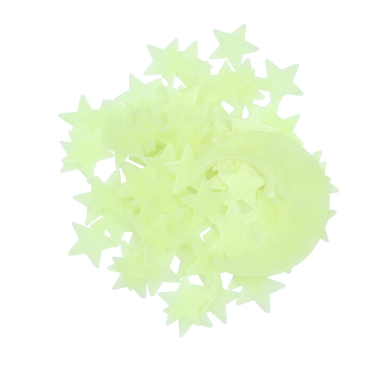 

201pcs Luminous Star Moon Sticker Glowing Wall Decor DIY Room Decal Home Ornament for Girls Yellow-green