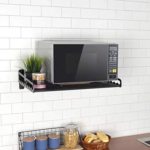 

Holders, Microwave Oven Kitchen Shelf, Black Storage Racks Shelf, Kitchen Organizer Aeronautical Aluminum, Weight Bearing 80 l