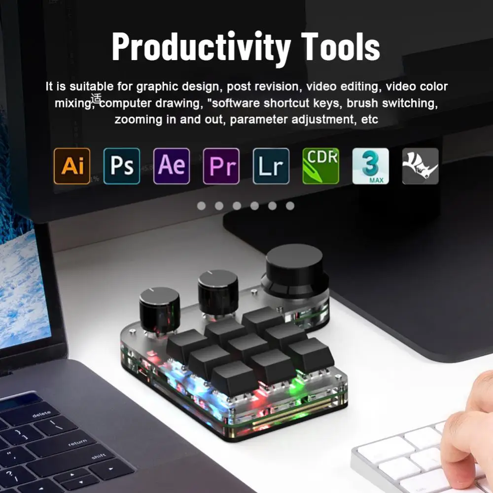 

Paste Keyboard Copy Programming Keypad Hotswap 9 Key 3 Knob Button Gamer Accessories Photoshop Macro Custom Macropad Rgb Mini