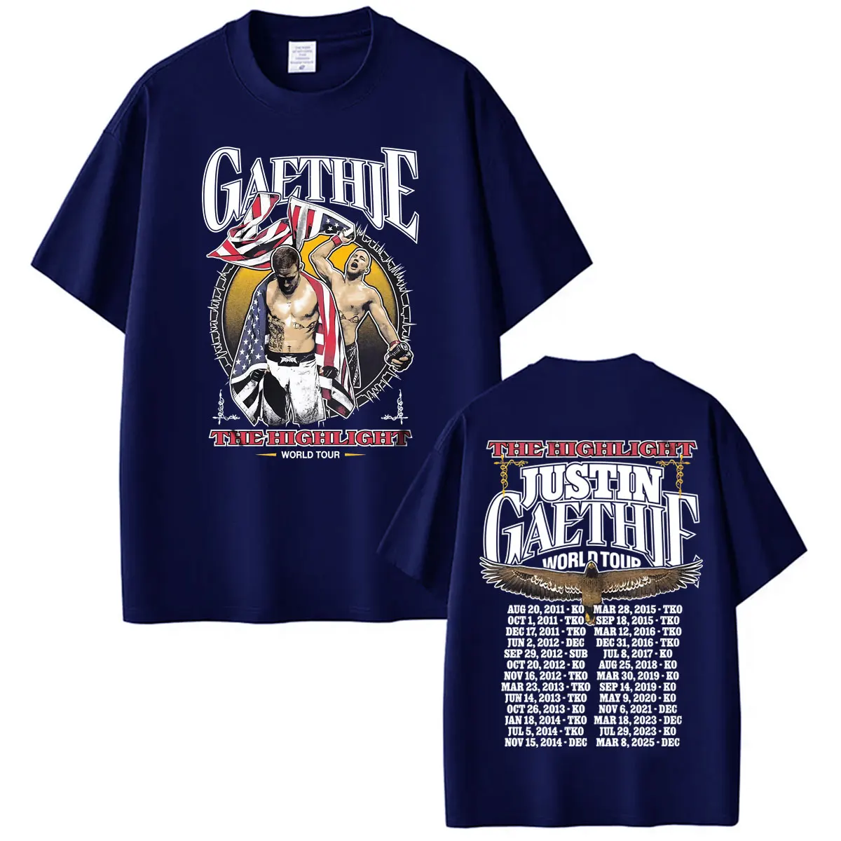 Фото Футболка The Highlight Justin Gaethje World Tour, мужская одежда, модные винтажные футболки с короткими рукавами, летние топы, футболки с круглым вырезом №2