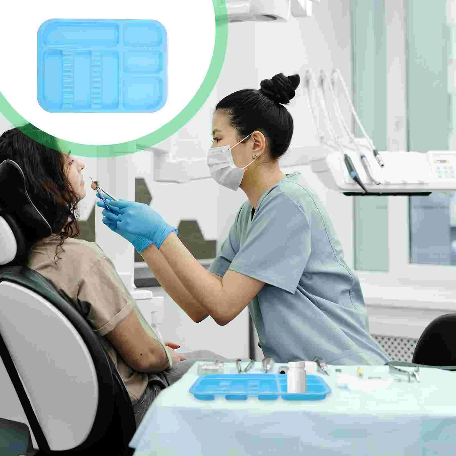 

Tray Instrument Dentist Trays Plate Tool Holder Organizer Divided Impression Storage Clinic Instruments Flat Desktop
