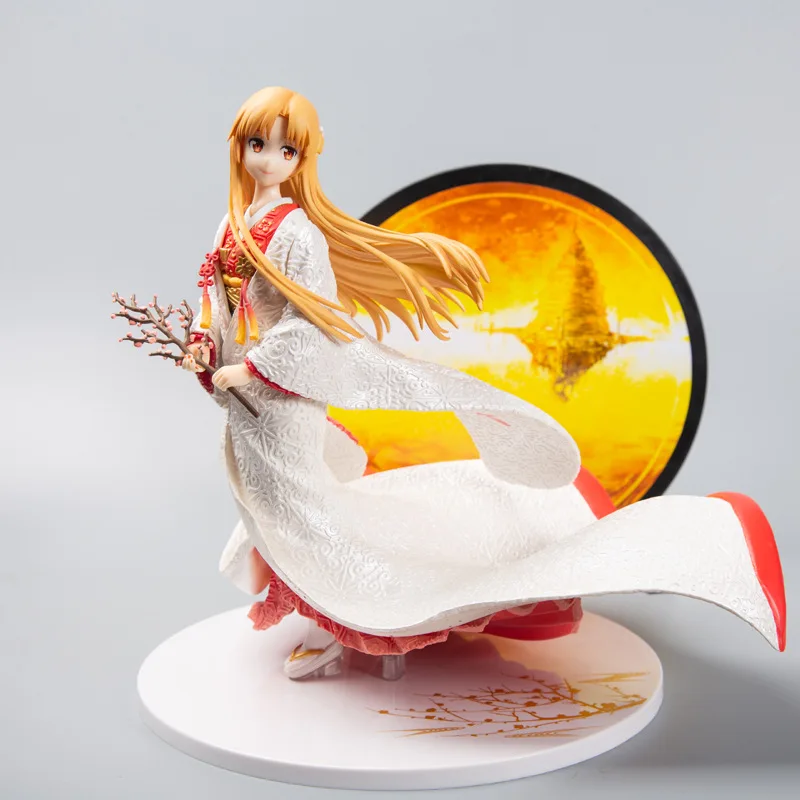 

Кимоно Yuuki Asuna белое с японским аниме мечом, 25 см ПВХ экшн-Фигурки Коллекционная модель игрушка подарок на день рождения